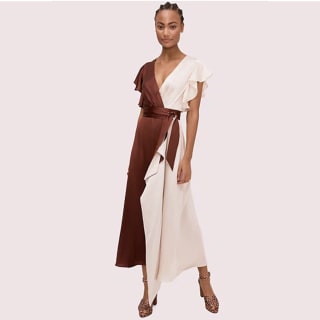 satin colorblock dress