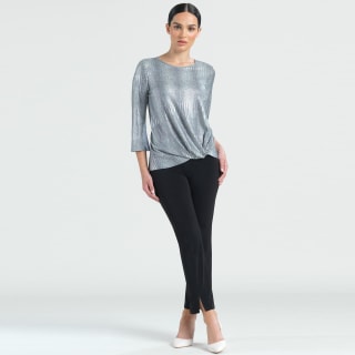 Clara Sunwoo Silver Lamé Twist Hem Top