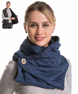 Travel Pocket Women Infinity Scarf - Navy Women Men Convertible Zipper Hidden Button Scarf Security Travel Passport, Loop Long Wrap Shawl Warm Fleece Jersey Scarfs For Spring Winter Christmas Gift
