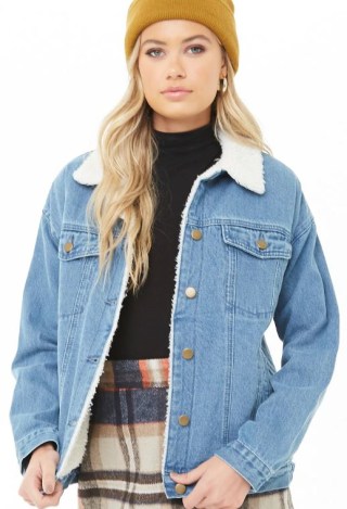 Faux Shearling-Lined Denim Jacket