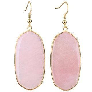Rose Quartz Oval Dangle Earrings
