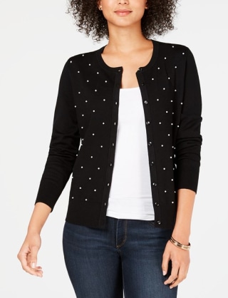 Charter Club Pearl Embellished Cardigan