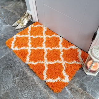 Trellis Orange Shag Door Mat