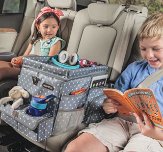High Road Car Organizer for Kids with Cooler and Snack Tray (Polka Dot)