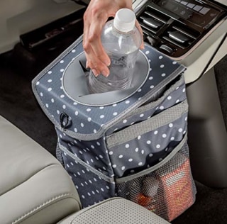 High Road StashAway Console Car Trash Can with Lid (Polka Dot)