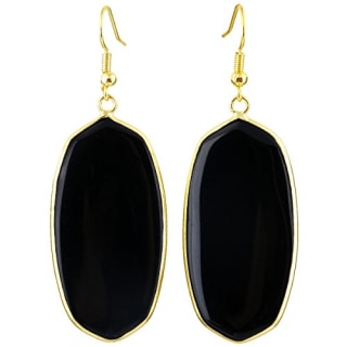 Black Oval Dangle Earrings