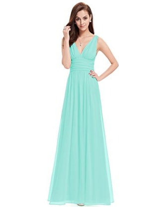 Empire Waist Double V Neck Maxi Dress