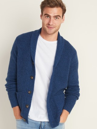 Thick-Textured Shawl-Collar Cardigan