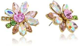 Betsey Johnson Mixed Stone Flower Stud Earrings