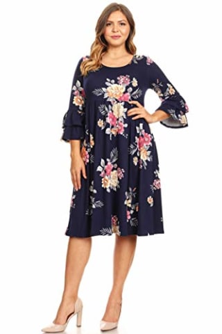 Floral Print Fit Flare Midi Dress
