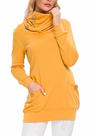 Women's Long Sleeve Cowl Neck Tunic