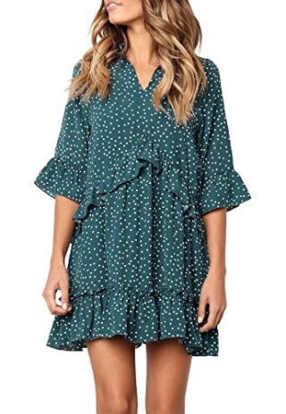 Ruffle Polka Dot Swing Dress