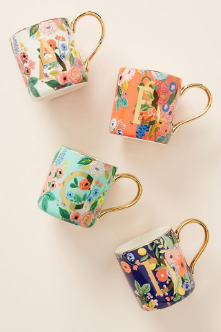 Anthropologie Garden Party Monogram Mug