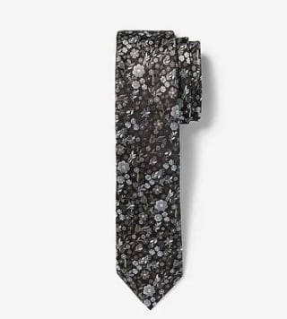 Narrow Floral Silk Tie