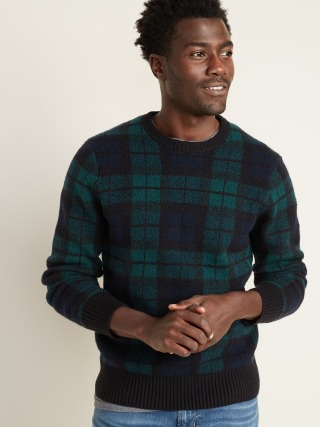 Textured Tartan Crew-Neck Sweater