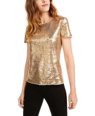 Short-Sleeve Sequined Top
