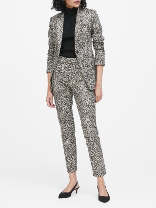 Long and Lean-Fit Metallic Leopard Blazer