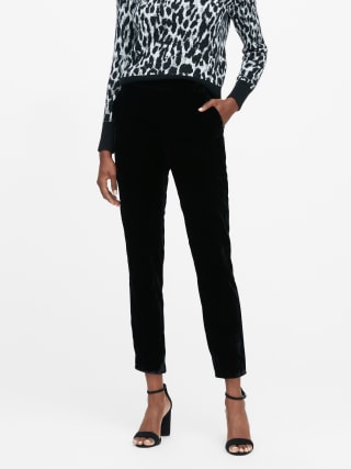 Hayden Tapered-Fit Velvet Ankle Pantt
