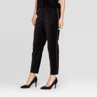 Women's Mid-Rise Velvet Slim Ankle Pants - A New Day(TM) Black