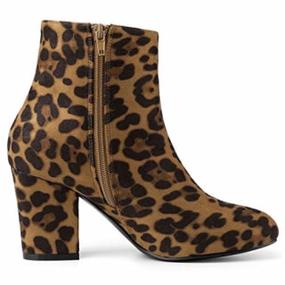 Chunky Heel Leopard Ankle Boots