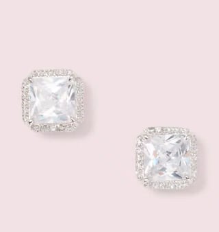 Save the Date Pave Princess Cut Studs
