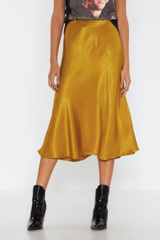 Sleek Havoc Bias Cut Satin Skirt