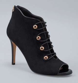 Suede Peep-Toe Booties