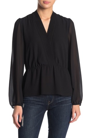 Long Sleeve Peplum Hem Blouse