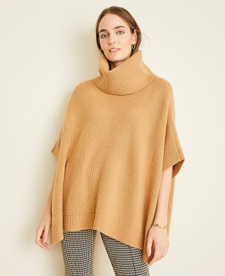 Ann Taylor Ribbed Turtleneck Poncho