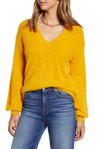 Fuzzy V-Neck Sweater