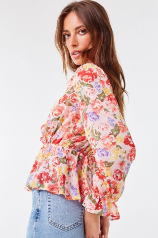 Floral Chiffon Bow Top