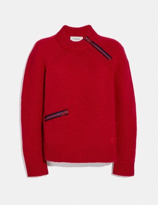 fitted crewneck sweater with zips