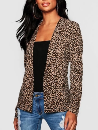 BooHoo Tall Leopard Print Blazer