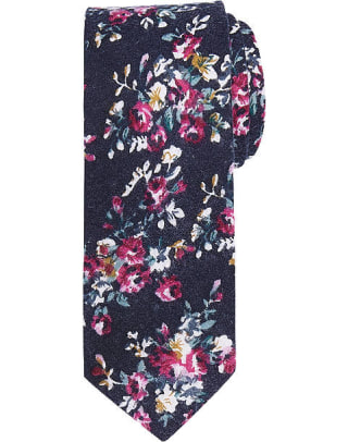 Egara Navy Floral Skinny Tie