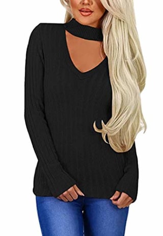 Mock Neck Ribbed Pullover Sweater