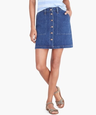 Denim button-front mini skirt