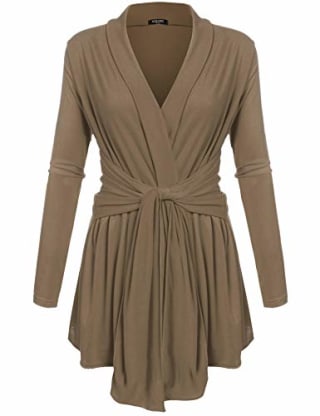 Draped Collar Long Sleeve Cardigan