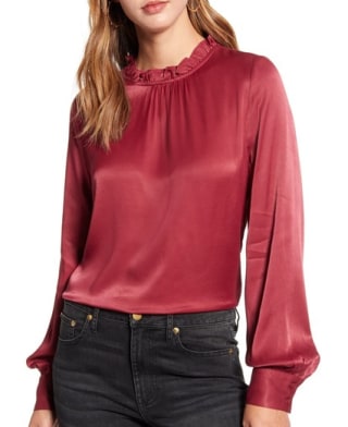 Floral Long Sleeve Satin Blouse