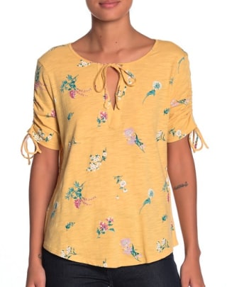 Ruched Floral Top