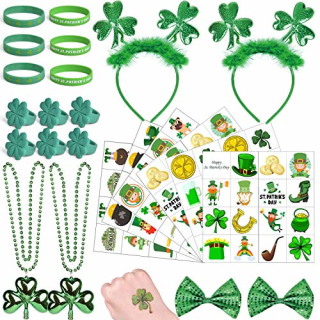 St. Patrick's Day Photo Booth Props Kit, St Patricks Day Decorations Irish Shamrock Selfie Props With Photo Frame For Saint Patricks Day Decor Favors Supplies