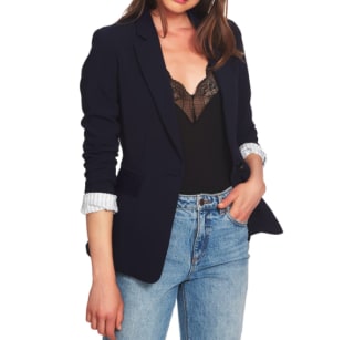 1.State One-Button Stretch Crepe Blazer
