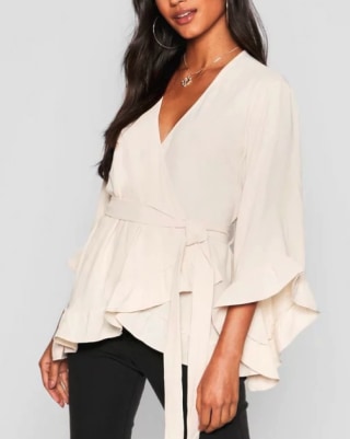 BooHoo Ruffle Hem Wrap Blouse