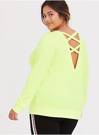 Torrid Neon Yellow Lattice Active Sweatshirt