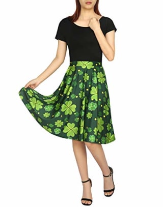 Womens St. Patricks Day Skirts for Women Shamrock Clover Skirt (Size: Medium)