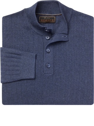 Jos. A. Bank Cotton &amp; Silk Herringbone Mock Neck Sweater
