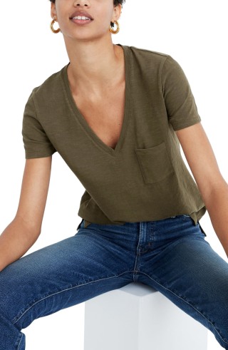 Madewell Whisper Cotton V-Neck Pocket Tee