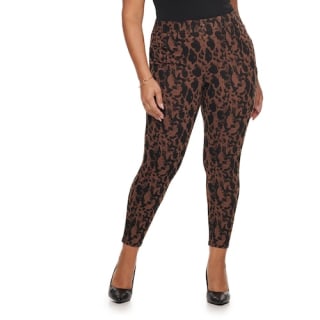 Plus Size Utopia by HUE Ikat Cheetah Denim Skimmer Leggings