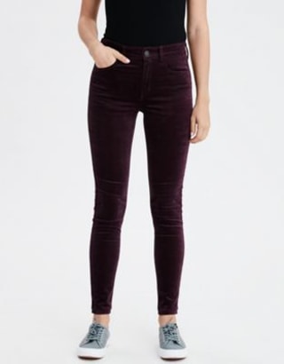 High-Waisted Velvet Jegging