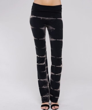 Black Tie-Dye Wide-Leg Pants - Women