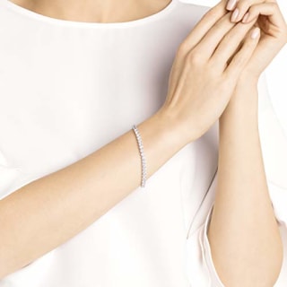 SWAROVSKI Women's Deluxe Rhodium Plated Rose Cut Crystals Tennis Bracelet , White Crystal
